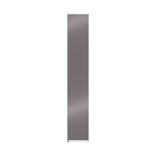 An unrolled roll of wrapping paper in a muted taupe-gray color, shown vertically against a plain white background.