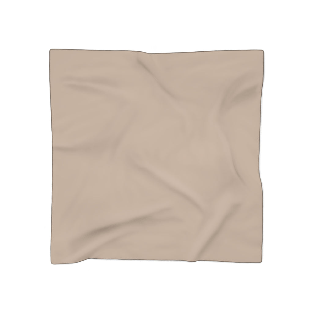 A square beige sheer fabric scarf with a soft, draped texture, shown flat against a solid white background.
