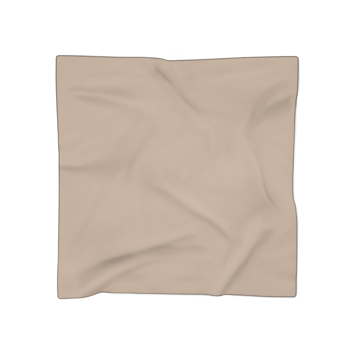 A square beige sheer fabric scarf with a soft, draped texture, shown flat against a solid white background.
