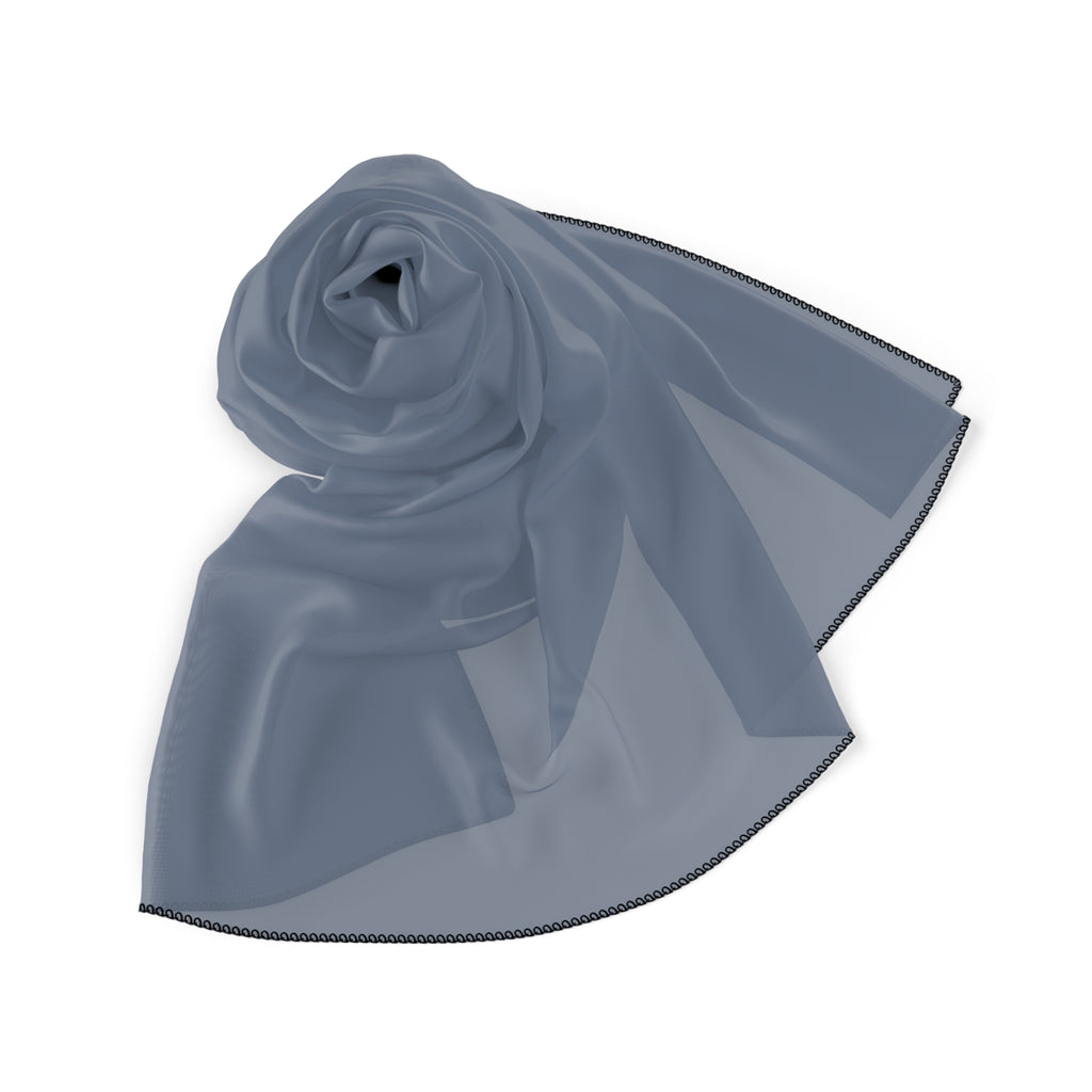 Blue sheer fabric scarf folded on a white background