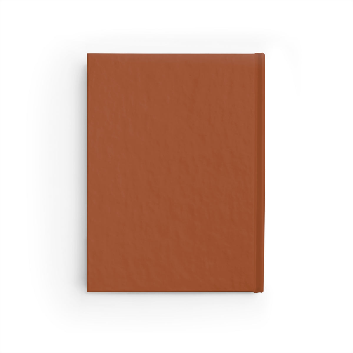 Back cover view of the rust orange hardcover notebook, by The Cultivated Desk, highlighting the clean edges and premium cover material for a design-forward desk setup.